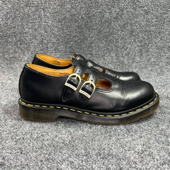 Dr. Martens 8065 Smooth Leather Mary Jane Shoes Women's 9 Black Leather Buckle - Picture 1 of 12